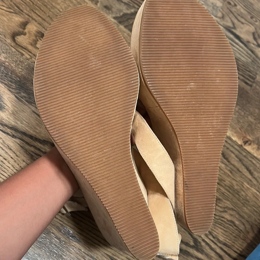 Ann Demeulemeester Cream Suede Platform Sandals EU 40 70s Boho Luxe Avant Garde